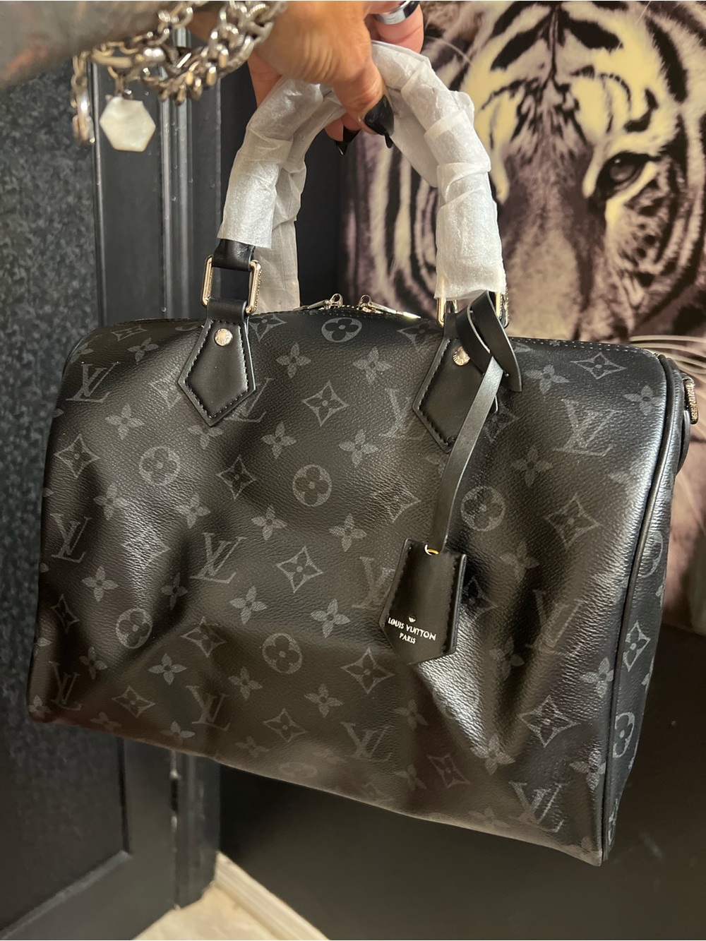 Elegant  Fashion black and silver Monogram Satchel - NWOT